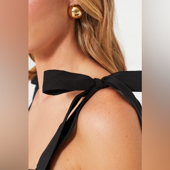 Hyacinth House Ophelia Bustier Top Black Size XXL NWT Cotton Peplum Tie Straps - Picture 4 of 9